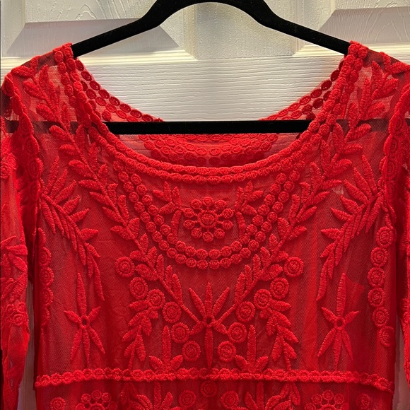 NWT Express Vibrant Red Long Sleeve Dress - Picture 3 of 11
